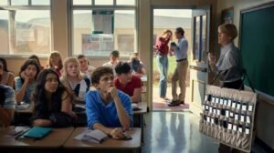 etudiant reflechissant devant plusieurs portes ouvertes