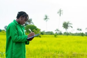 jeunes agriculteurs en formation sur le terrain agricole