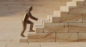 personne gravissant des marches symbolisant progression