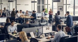 travailleurs divers en activite professionnelle animee