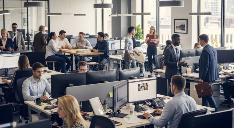 travailleurs divers en activite professionnelle animee